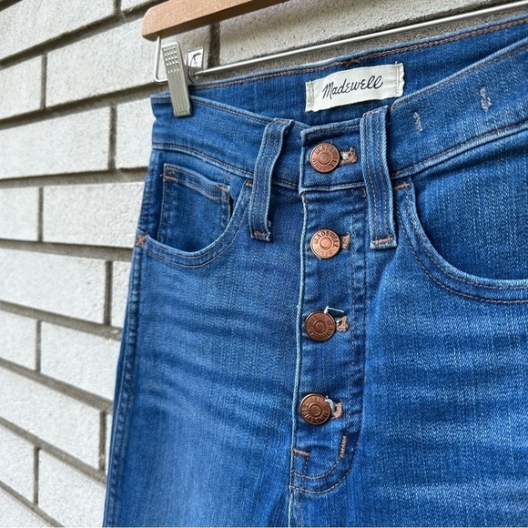 Madewell 10” High Rise Skinny Jeans Size 25 Blue Button Fly Raw Hem Tencel Denim - Picture 5 of 12